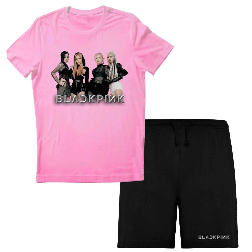 Σετ Μπλουζάκι & Σορτσάκι βαμβακερά Black Pink