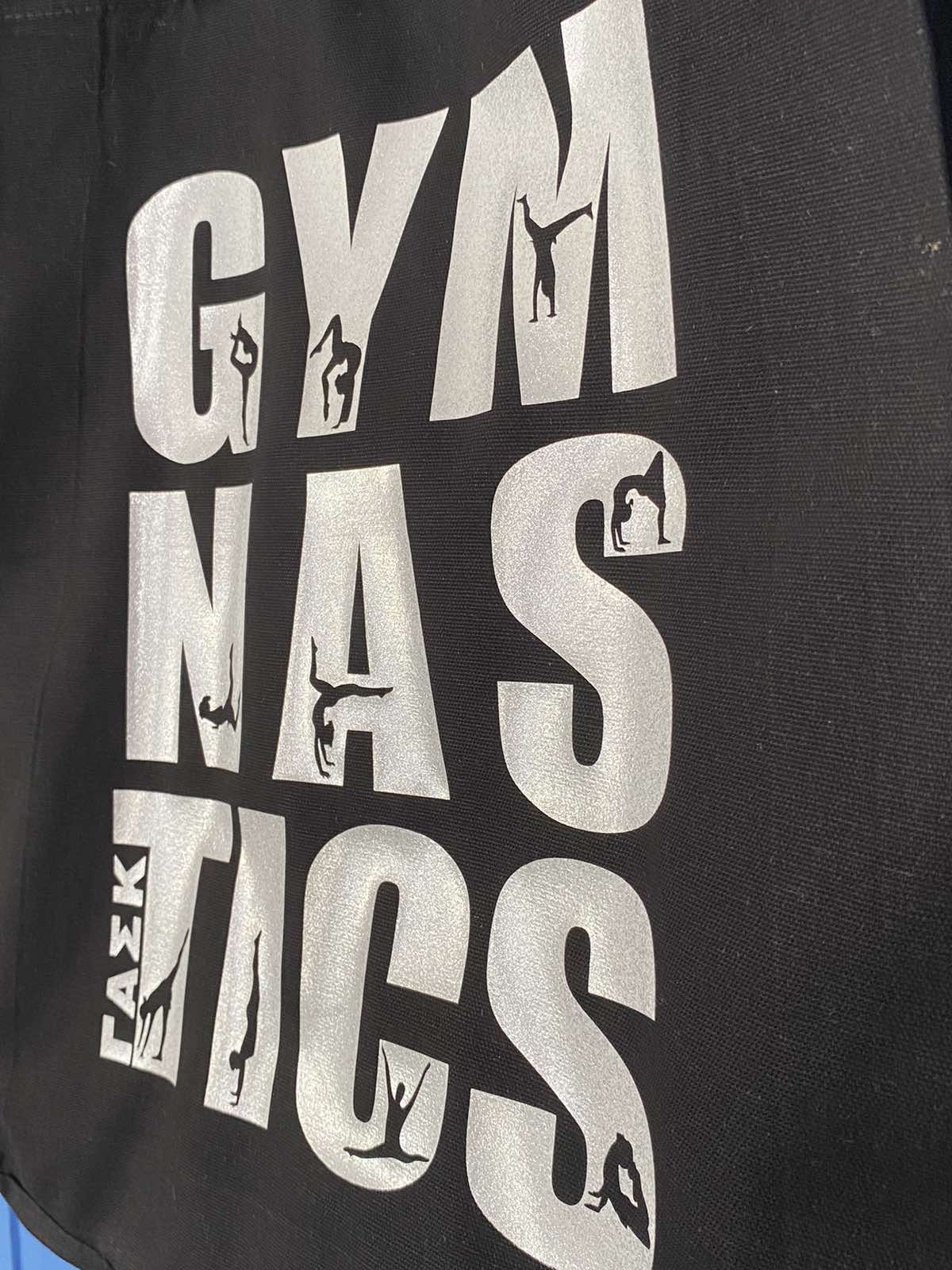Tote bag Μαύρη μεγάλη με πιέτα GLITTER Gymnastics ΓΑΣ Καλύβια season 2023--2024