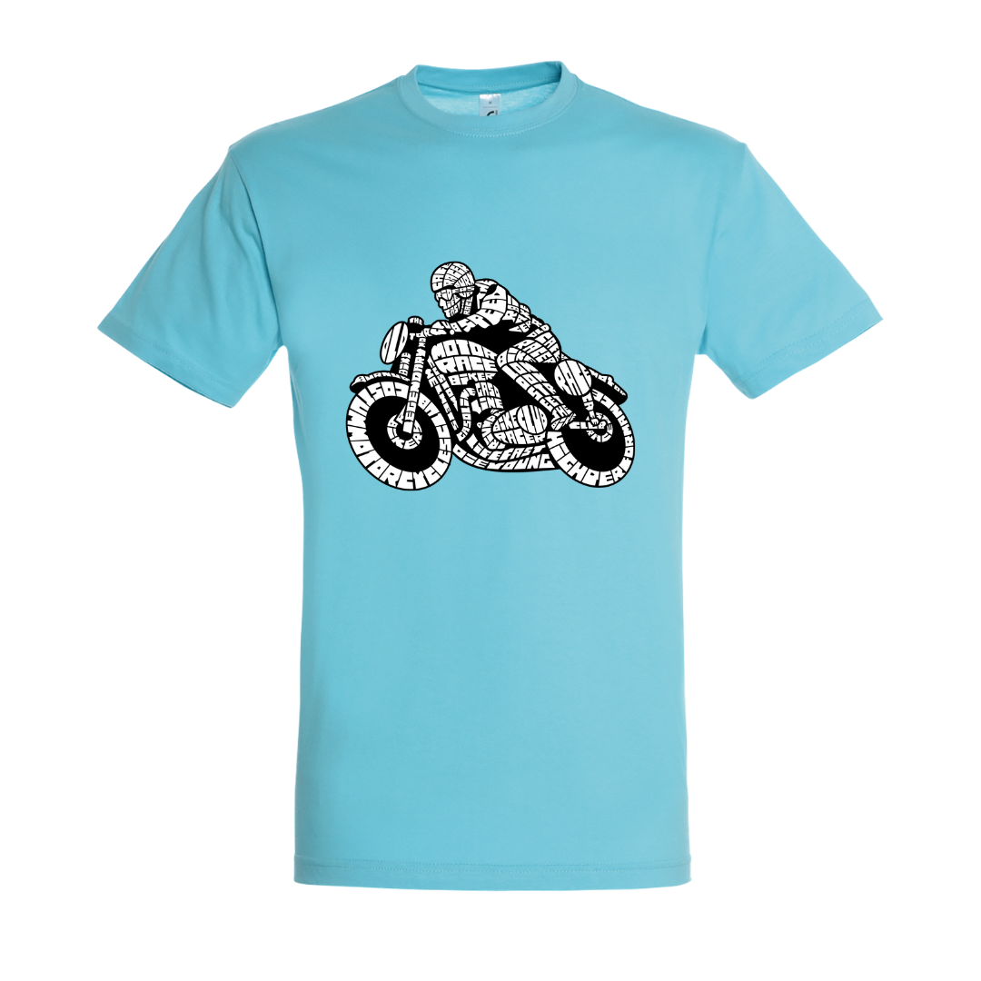T-shirt με ψηφιδωτή σταμπα Typograhy Μηχανη - Motorcycle