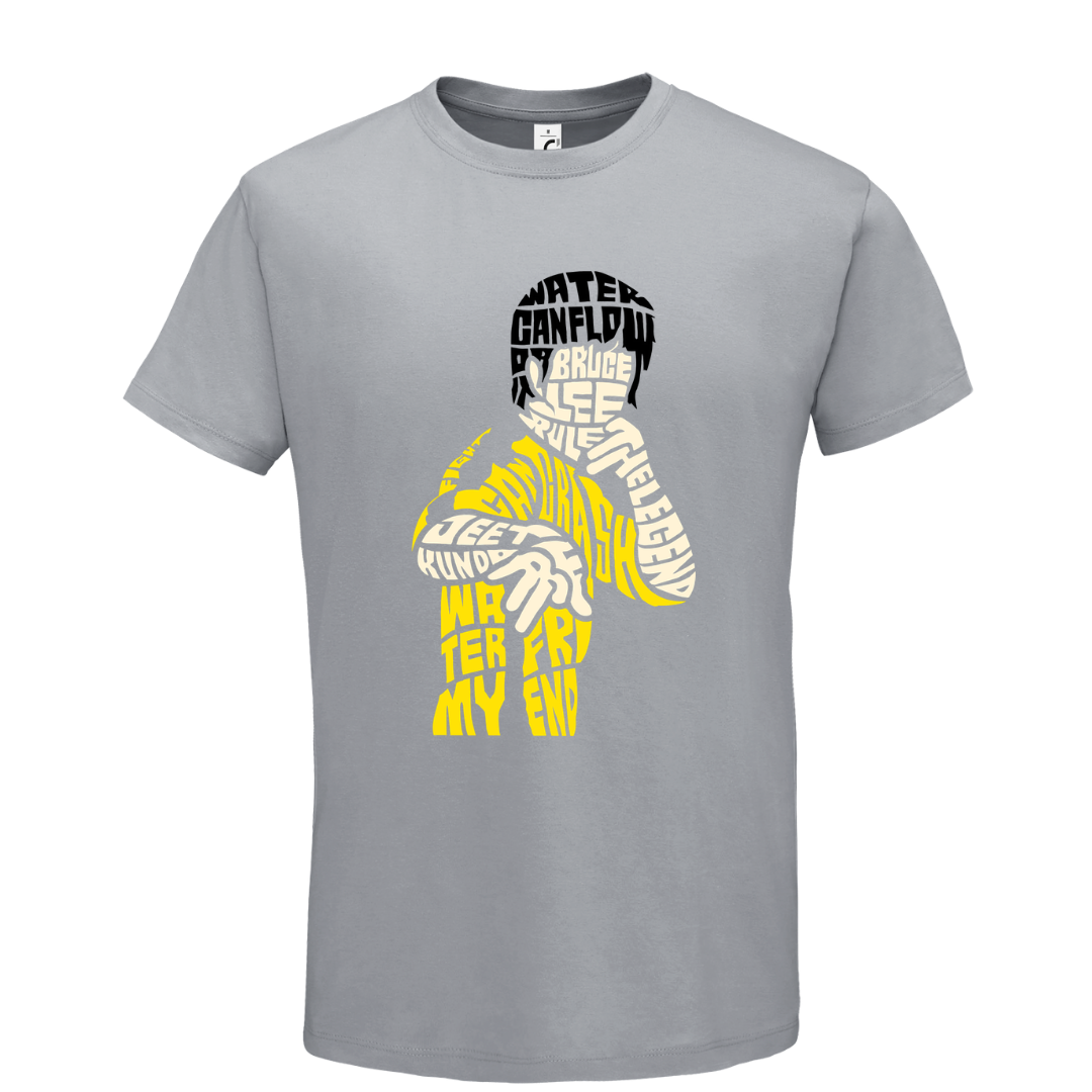 T-shirt με ψηφιδωτή σταμπα Typograhy Bruce Lee