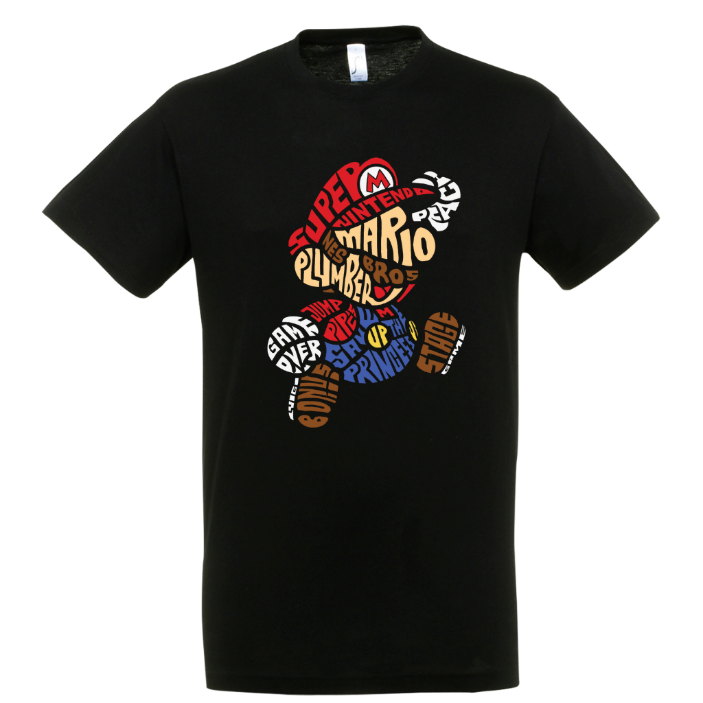 T-shirt με ψηφιδωτή σταμπα Typograhy Super Mario