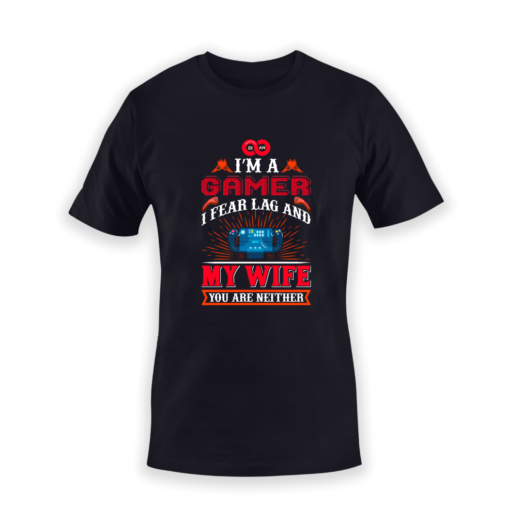 Τ-shirt Gaming Gamer fear wife and lag
