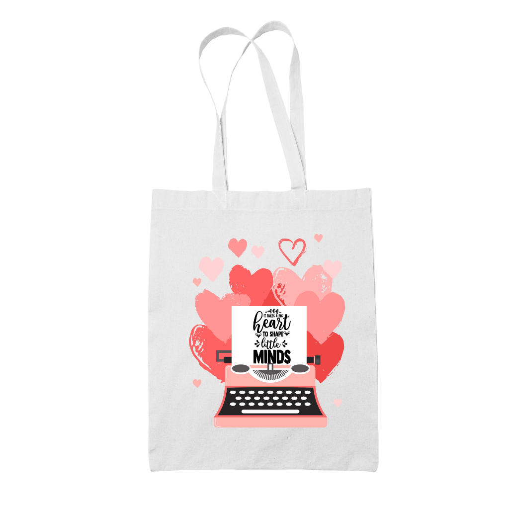 Tote bag τσάντα λευκή για δασκάλες "Heart-Minds"