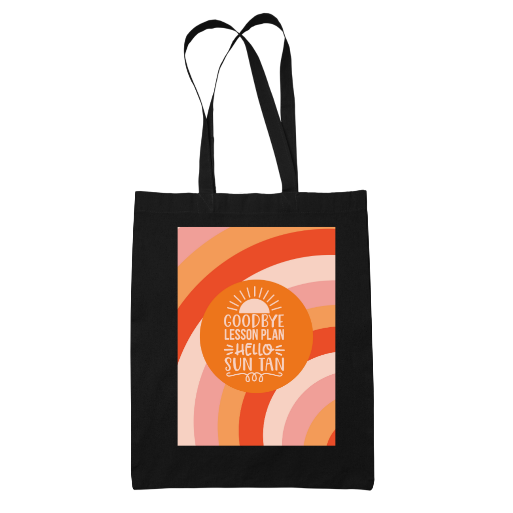 Tote bag τσάντα μάυρη πάνινη βαμβακερή για δασκάλες "Goodbye Lesson Plan Hello Tan"
