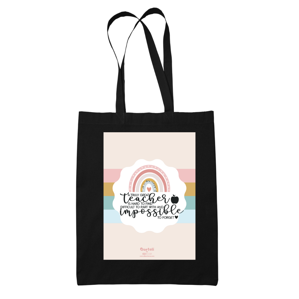 Tote bag τσάντα μπεζ βαμβακέρη πάνινη για δασκάλες "A truly great teacher"