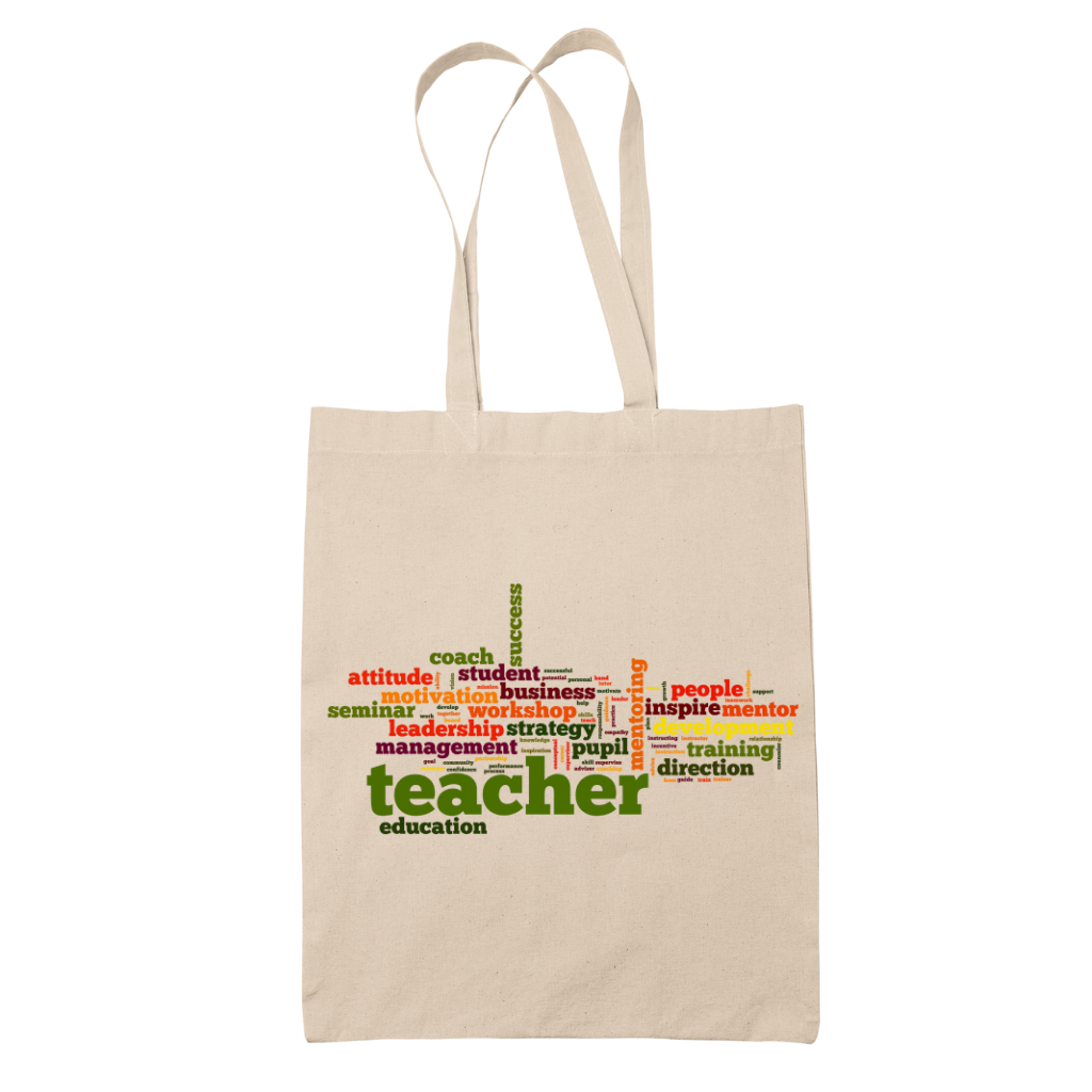 Tote bag τσάντα μπεζ βαμβακέρη πάνινη για δασκάλες "Teacher motivation"
