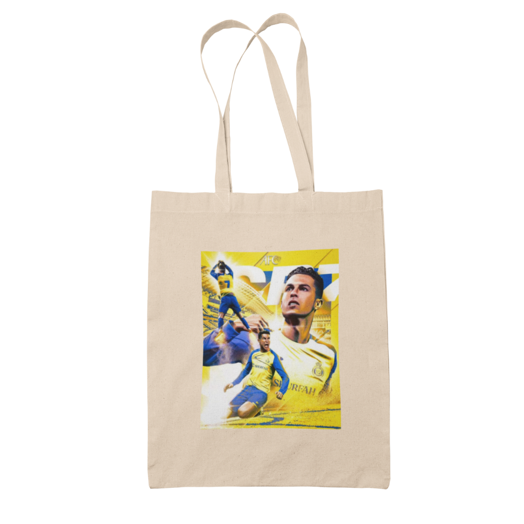 Tote bag τσάντα βαμβακέρη μάυρη Ronaldo Nassr