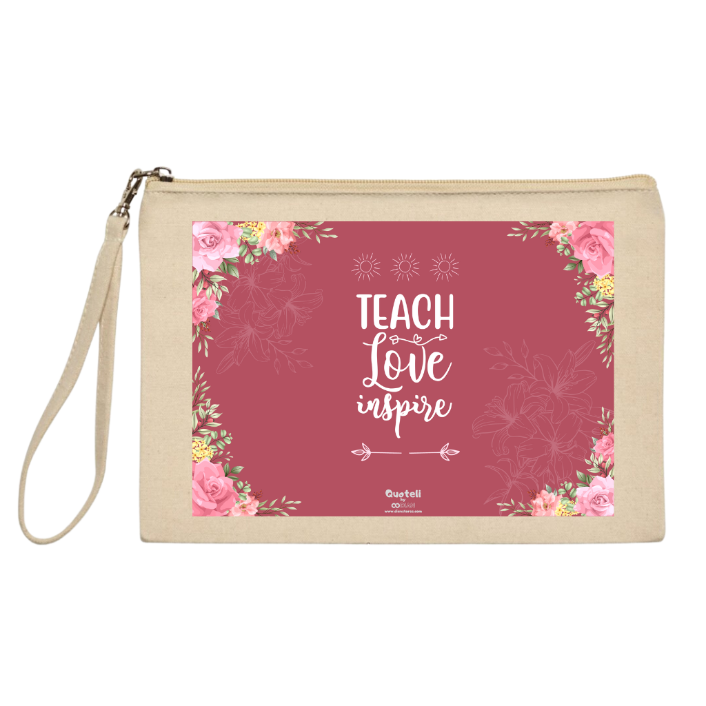 Στάμπα για δασκάλες "Teach Love Inspire Floral Pink" σε προϊον της επιλογής σας (505-20131)