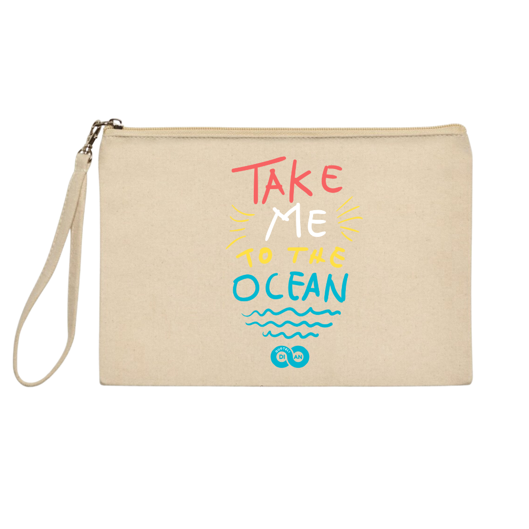 Νεσεσέρ μπεζ βαμβακέρη πάνινη Summer Take me to the ocean