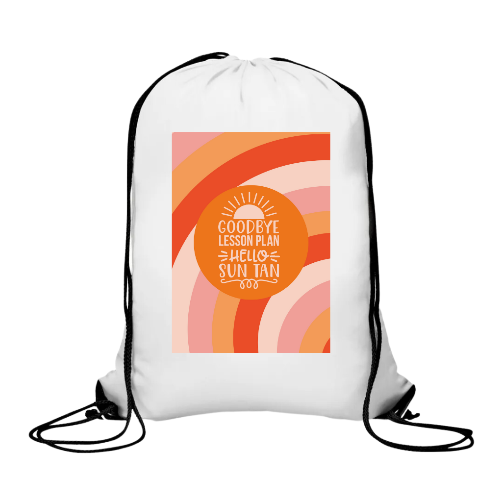 Σακίδιο πλάτης πολυέστερ λευκό για δασκάλες "Goodbye Lesson Plan Hello Tan"