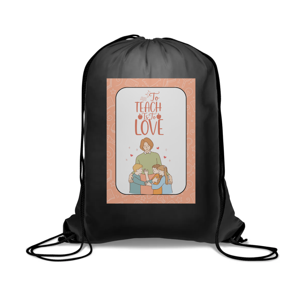 Σακίδιο πλάτης πολυέστερ μάυρο για δασκάλες "To teach is to love"