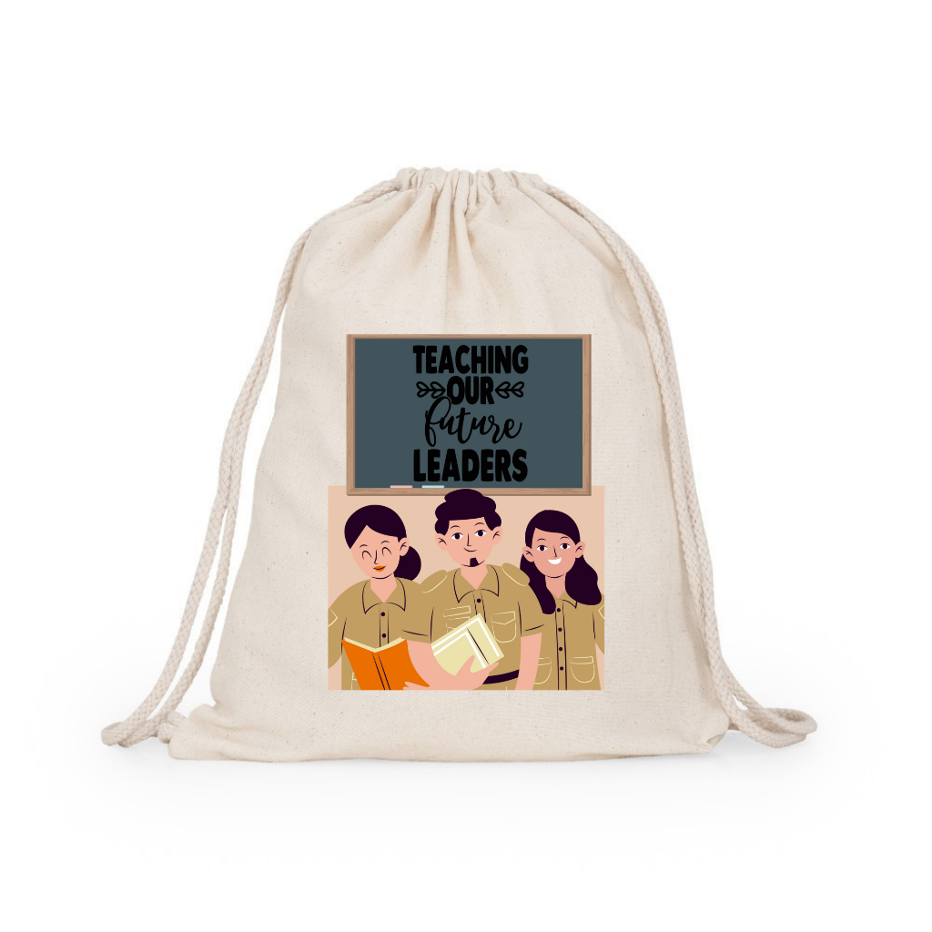 Σακίδιο πλάτης υφασματινο βαμβακέρο μπέζ για δασκάλες "Teaching our futire leaders"