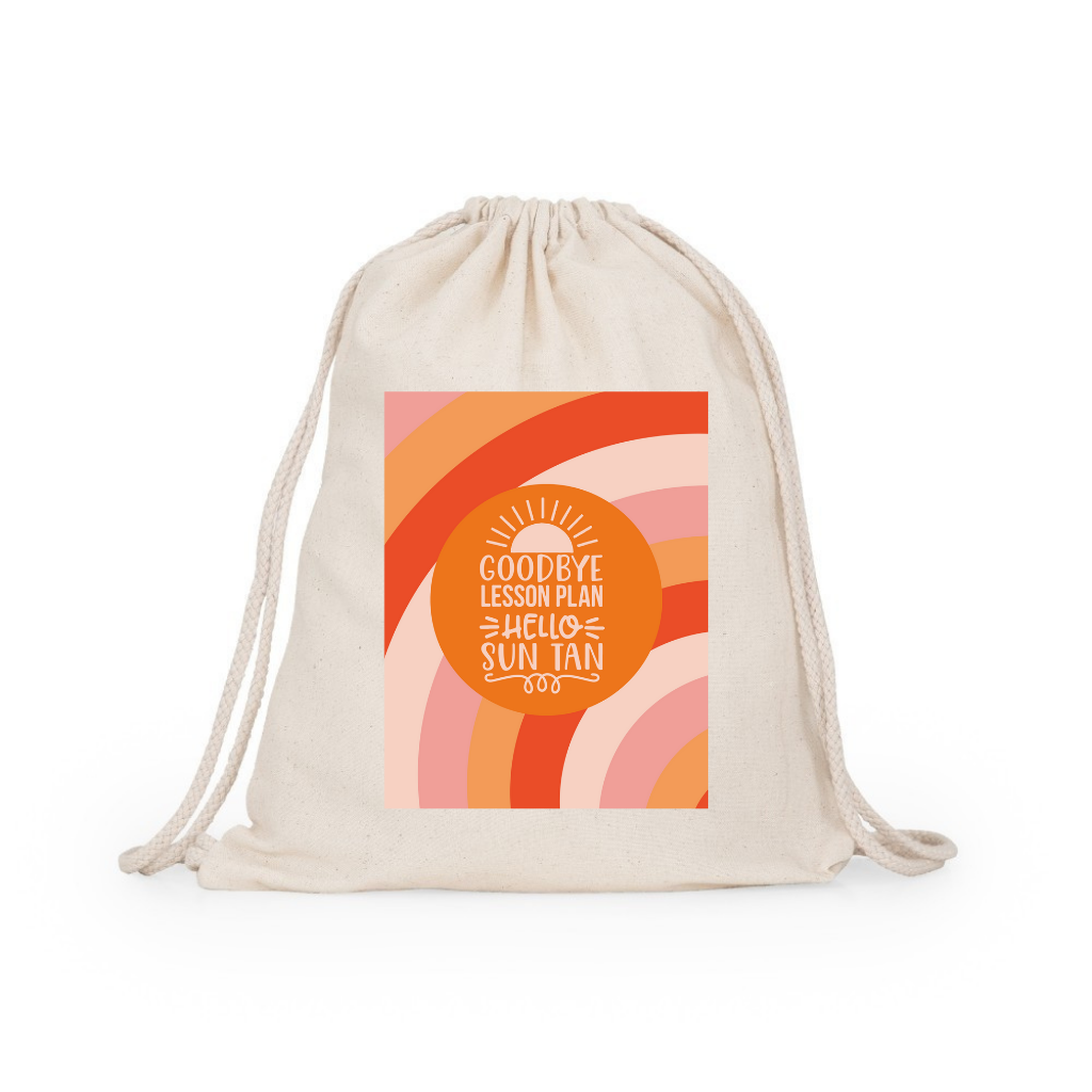 Σακίδιο πλάτης υφασματινο βαμβακέρο μπέζ για δασκάλες "Goodbye Lesson Plan Hello Tan"