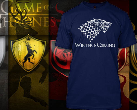(TSGT-061) ΜΠΛΟΥΖΑΚΙ TSHIRT GAME OF THRONES WINTER IS COMING BLUE