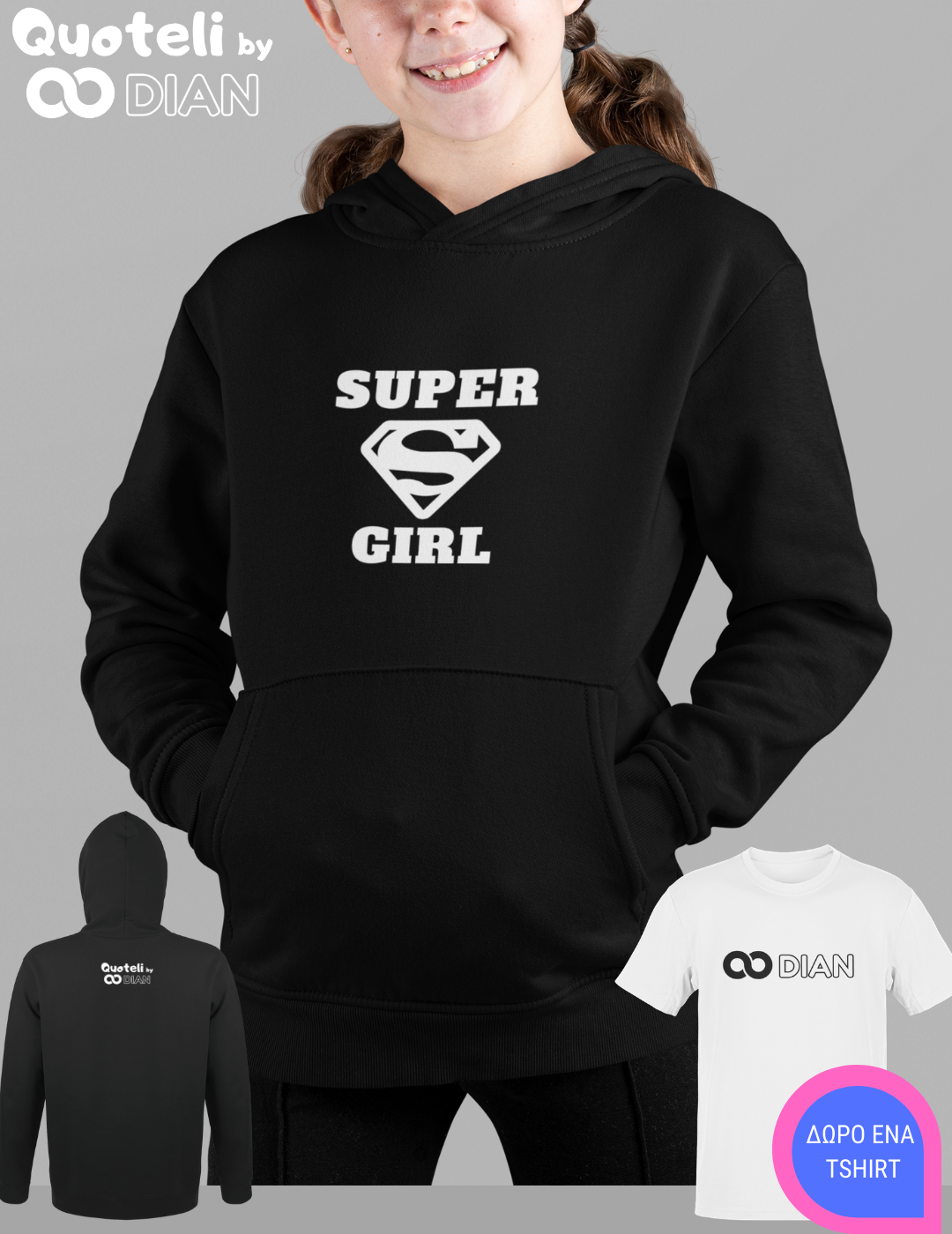 Παιδικό Φούτερ Quoteli Super Girl