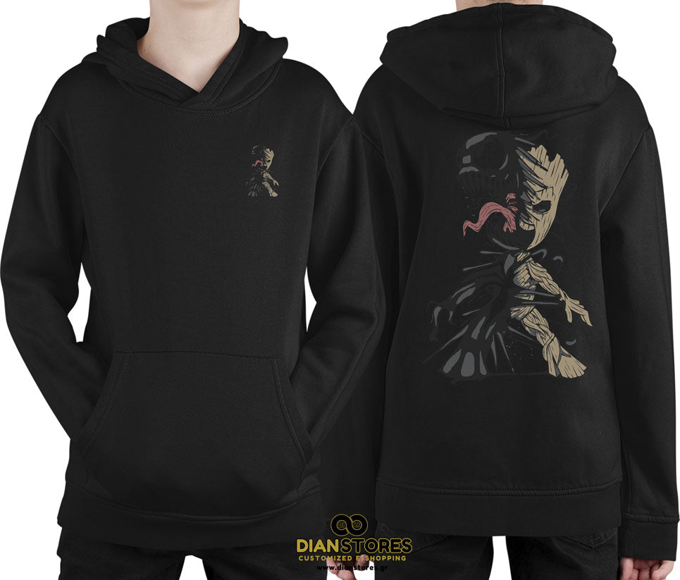 Φούτερ με κουκούλα Baby Groot and Venom.