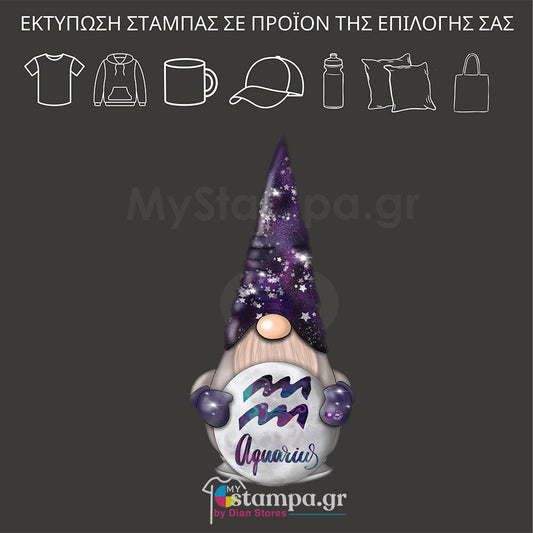 Στάμπα XMAS ZODIAC GNOME AQUARIUS BOY