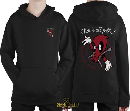 Φούτερ με κουκούλα Deadpool That all Folks