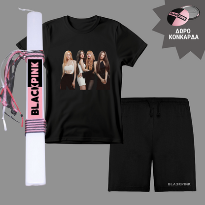 Λαμπάδα & Σετ Tshirt & Σορτσάκι Black Pink