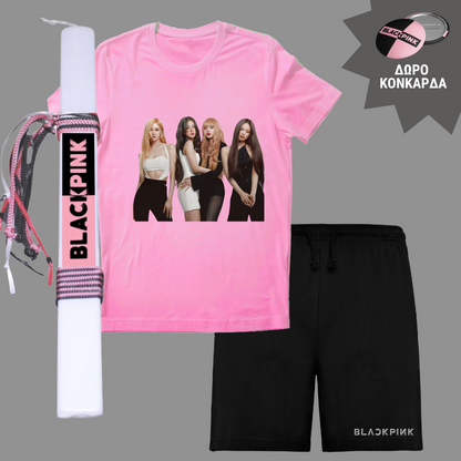 Λαμπάδα & Σετ Tshirt & Σορτσάκι Black Pink
