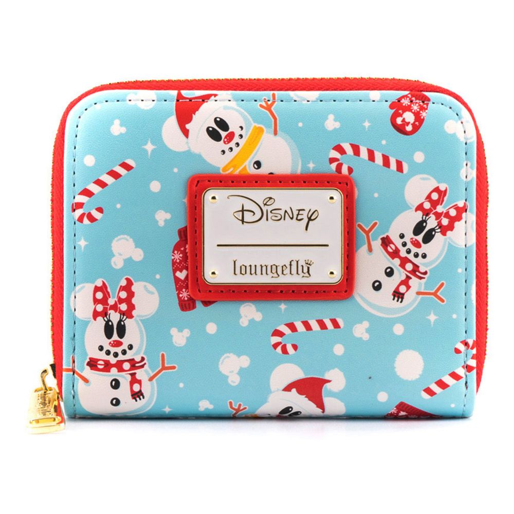 Loungefly Disney Seasonal Snowman Minnie Mickey Aop Zip Around Wallet (WDWA1785)