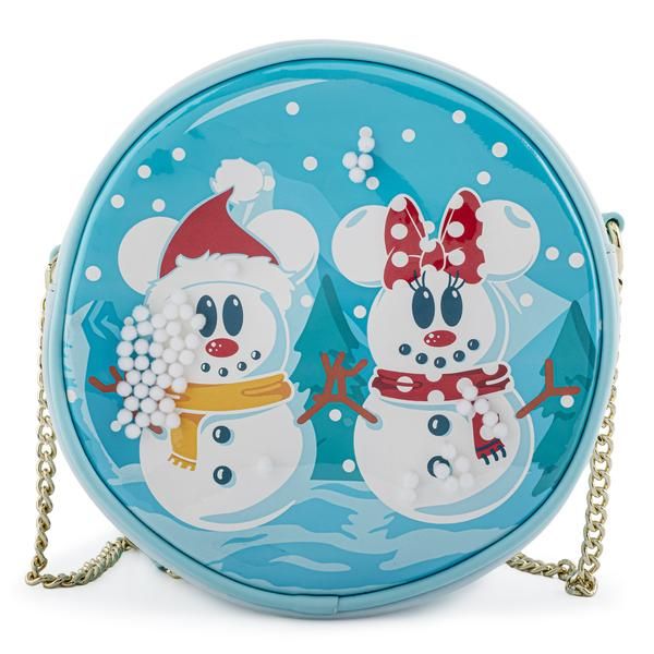 Loungefly Disney Snowman Mickey Minnie Snow Globe Crossbody Bag (WDTB2339)