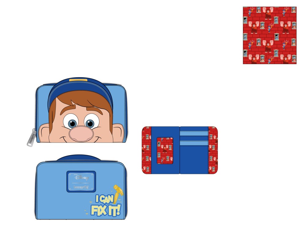 Loungefly Disney Wreck It Ralph Fix It Felix Zip Around Wallet (WDWA1848)