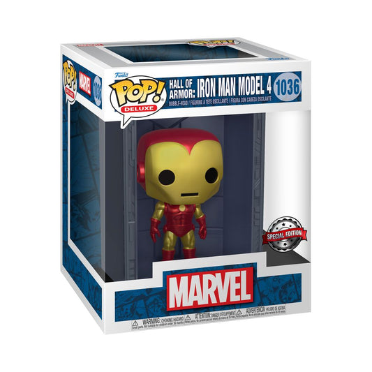 Funko Pop! Deluxe: Marvel Hall of Armor: Iron Man Model 4 (Metallic) (PX Previews Exclusive) #1036 Bobble-Head Vinyl Figure