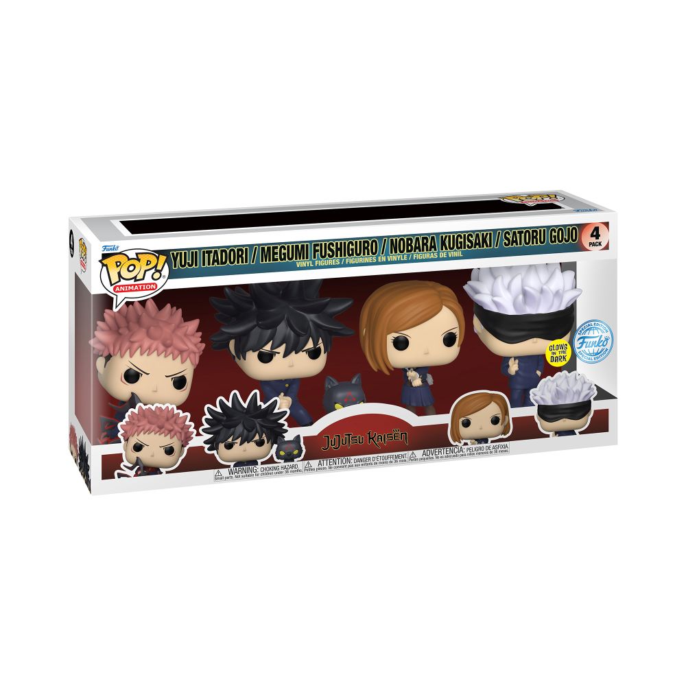 Funko Pop! 4-Pack Animation Jujutsu Kaisen S1 - Yuji Itadori / Megumi Fushiguro / Nobara Kugisaki / Satoru Gojo (Glows in the Dark) (Special Edition) Vinyl Figures