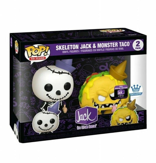 Funko Pop! 2-Pack Ad Icons: Jack in the Box - Skeleton Jack & Monster Taco (Special Edition) Vinyl Figures