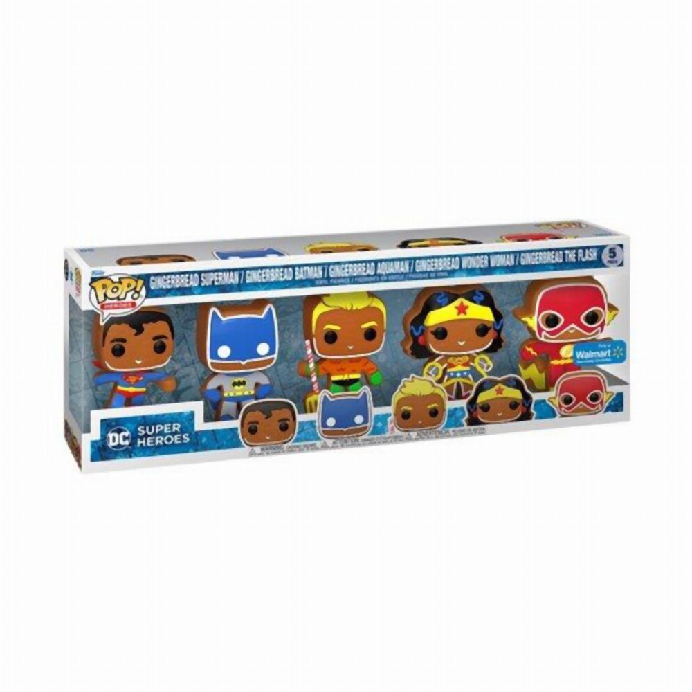 Funko Pop! 5-Pack Heroes: DC Super Heroes - Gingerbread Superman / Gingerbread Batman / Gingerbread Aquaman / Gingerbread Wonder Woman / Gingerbread The Flash (Special Edition) Vinyl Figures