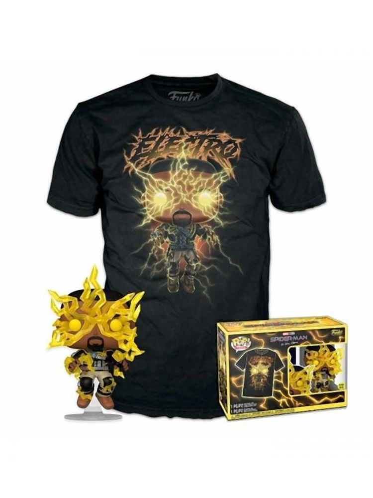 Funko Pop! & Tee (Adult): Marvel Spider-Man No Way Home S3 - Electro (Glows in the Dark) Vinyl Figure & T-Shirt (S)