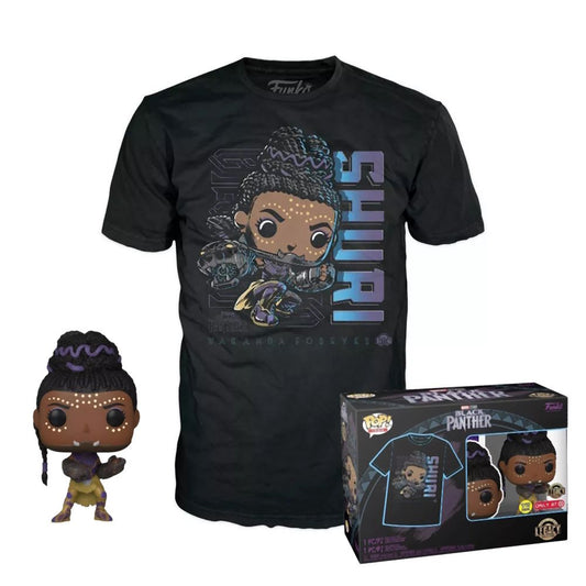 Funko Pop! & Tees (Adult): Marvel Black Panther - Shuri (Glows in the Dark) Bobble-Head Vinyl Figure & T-Shirt (M)