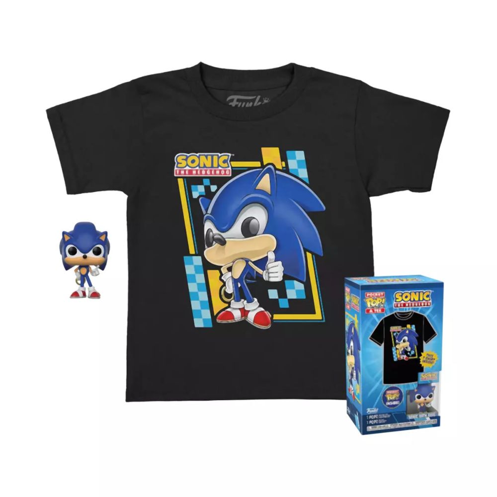 Funko Pocket Pop! & Tee (Child): Sonic (Flocked) Vinyl Figure and T Shirt (M)