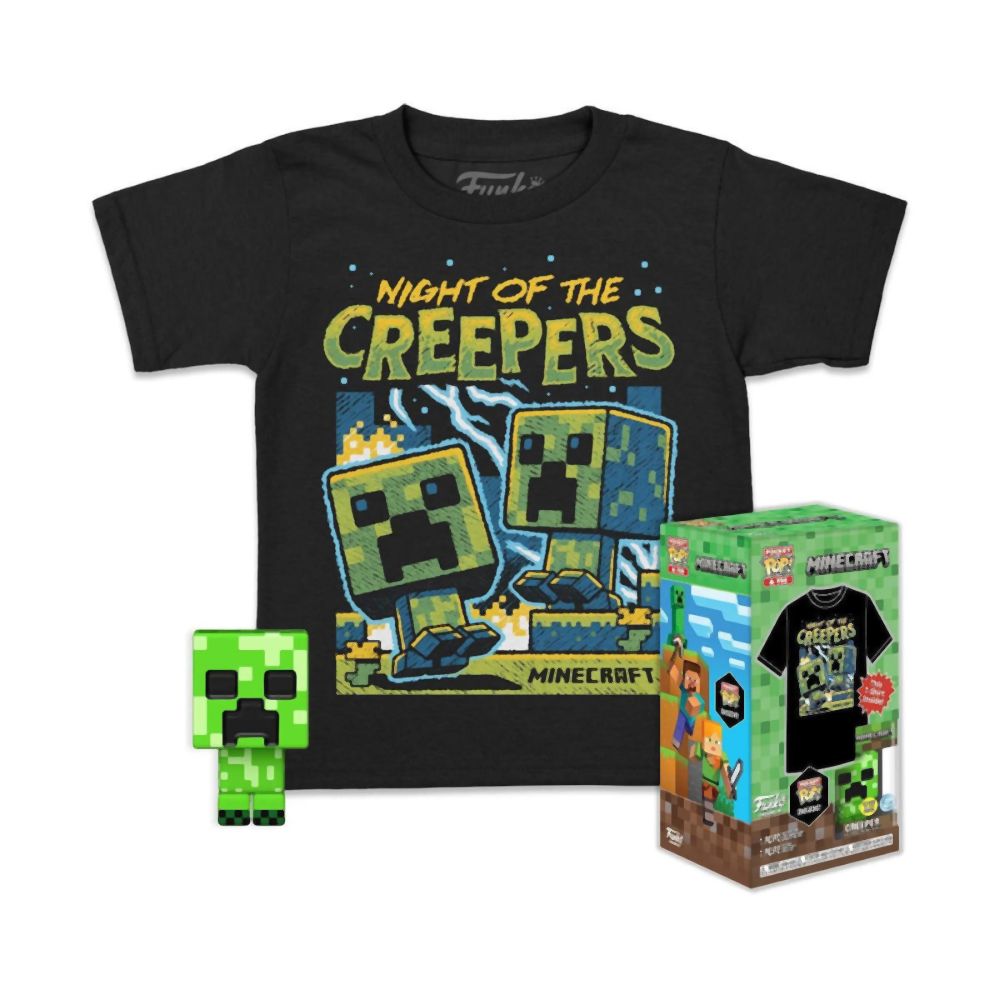 Funko Pocket Pop! & Tee (Child): Minecraft - Blue Creeper (Glows in the Dark) Vinyl Figure & T-Shirt (L)