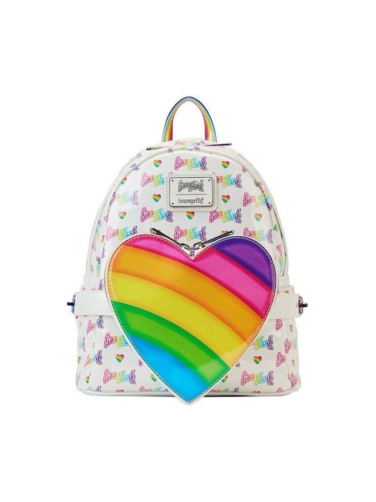 Loungefly Lisa Frank - Logo Heart Detachable Rainbow Bag Mini Backpack (LSFBK0005)