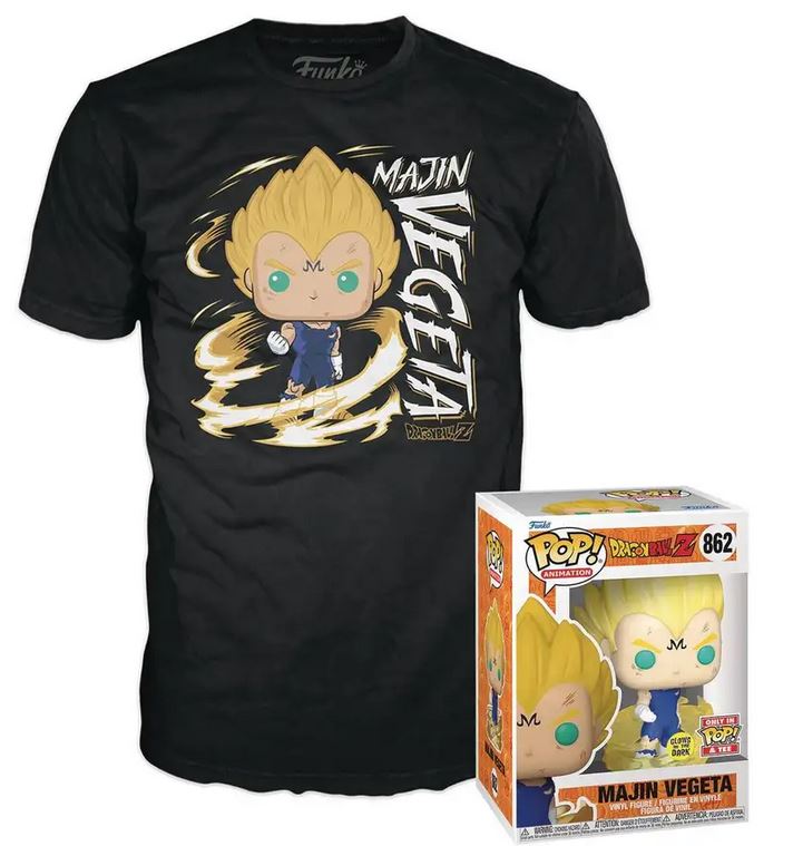 Funko Pop! & Tees (Adult): Dragon Ball Z - Majin Vegeta (Glows in the Dark) Vinyl Figure and T-Shirt (S)