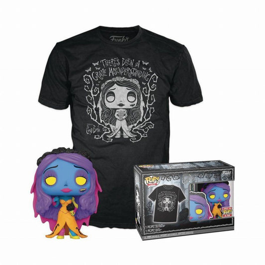 Funko Pop! & Tee (Adult): Tim Burton's Corpse Bride - Emily (Blacklight) Vinyl Figure and T-Shirt (S)