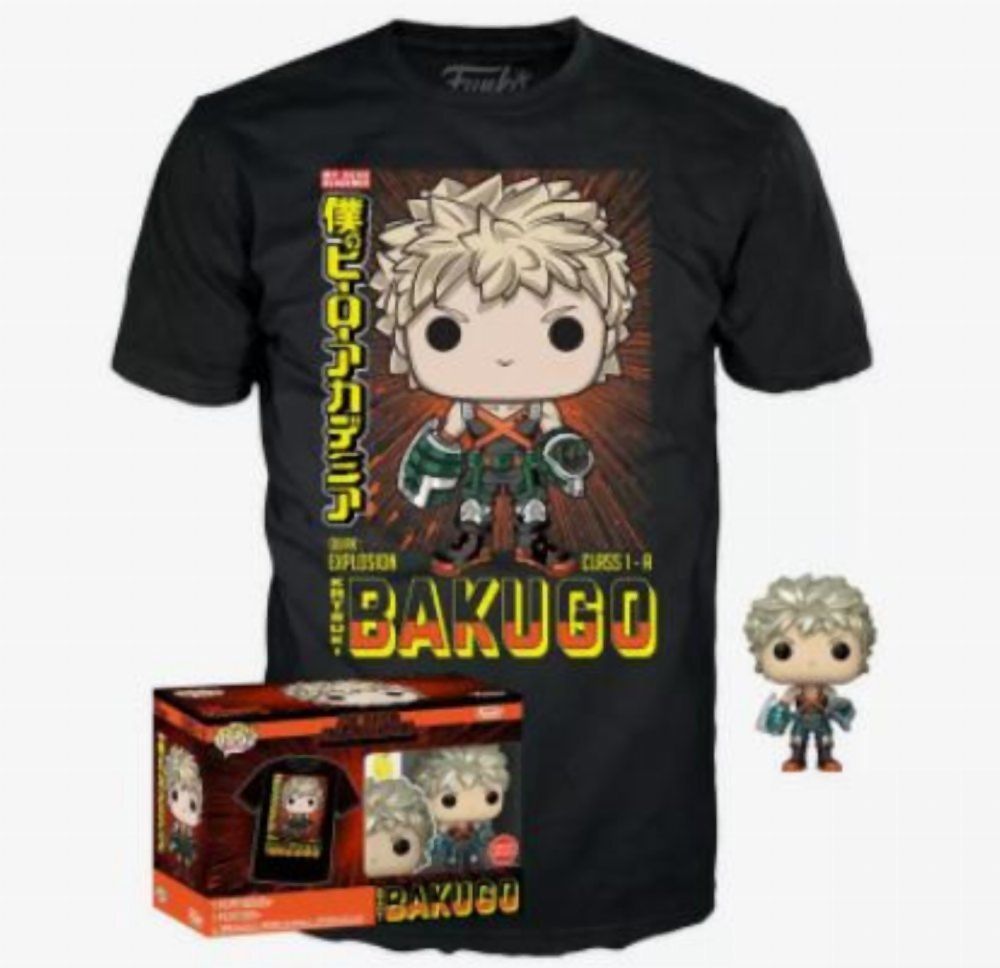 Funko Pop! & Tees (Adult): My Hero Academia - Katsuki Bakugo (Metallic) (Special Edition) Vinyl Figure & T-Shirt (S)