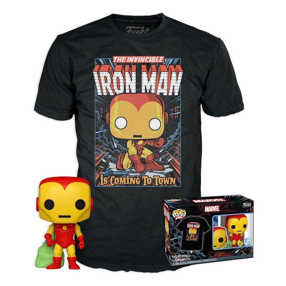 Funko Pop! & Tee (Adult): Marvel - Holiday Iron Man (Glows in the Dark) Vinyl Figure & T-Shirt (S)