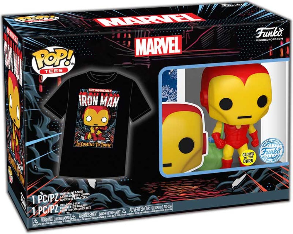 Funko Pop! & Tee (Adult): Marvel - Holiday Iron Man (Glows in the Dark) Vinyl Figure & T-Shirt (M)