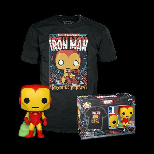 Funko Pop! & Tee (Adult): Marvel - Holiday Iron Man (Glows in the Dark) Vinyl Figure & T-Shirt (L)