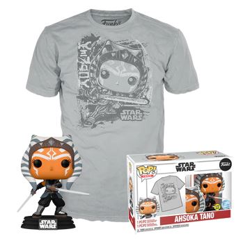 Funko Pop! & Tees (Adult): Disney Star Wars - Ahsoka Tano (Glows in the Dark) Bobble-Head Vinyl Figure & T-Shirt (S)