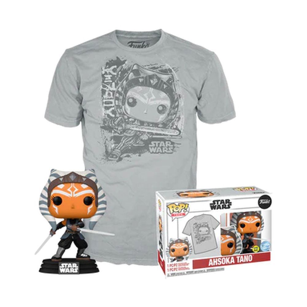 Funko Pop! & Tees (Adult): Disney Star Wars - Ahsoka Tano (Glows in the Dark) Bobble-Head Vinyl Figure & T-Shirt (M)