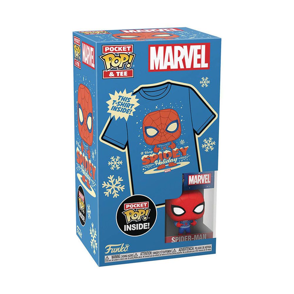 Funko Pocket Pop! & Tee (Child): Marvel - Holiday Spiderman Vinyl Figure & T-Shirt (S)