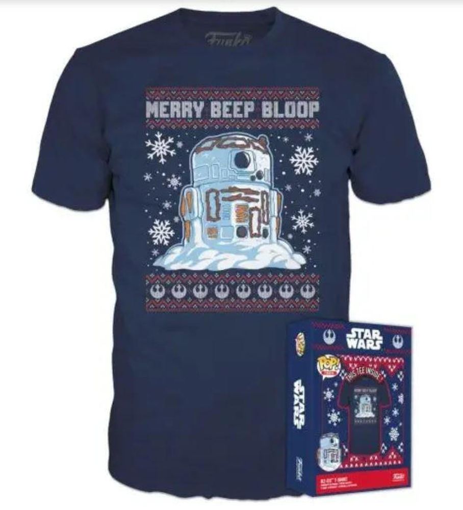 Funko Pocket Pop! & Tee (Child): Disney Star Wars - Holiday R2-D2 (Metallic) Vinyl Figure & T-Shirt (XL)