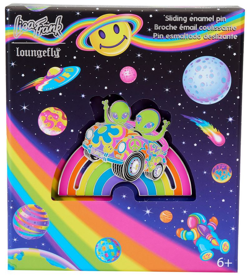 Loungefly Lisa Frank Zoomer & Zorbit Rainbow 3" Collector Box Sliding Pin (LSFPN0010)