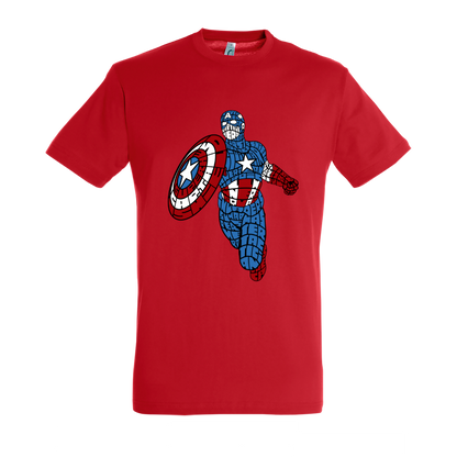 T-shirt με ψηφιδωτή σταμπα Typograhy Captain America