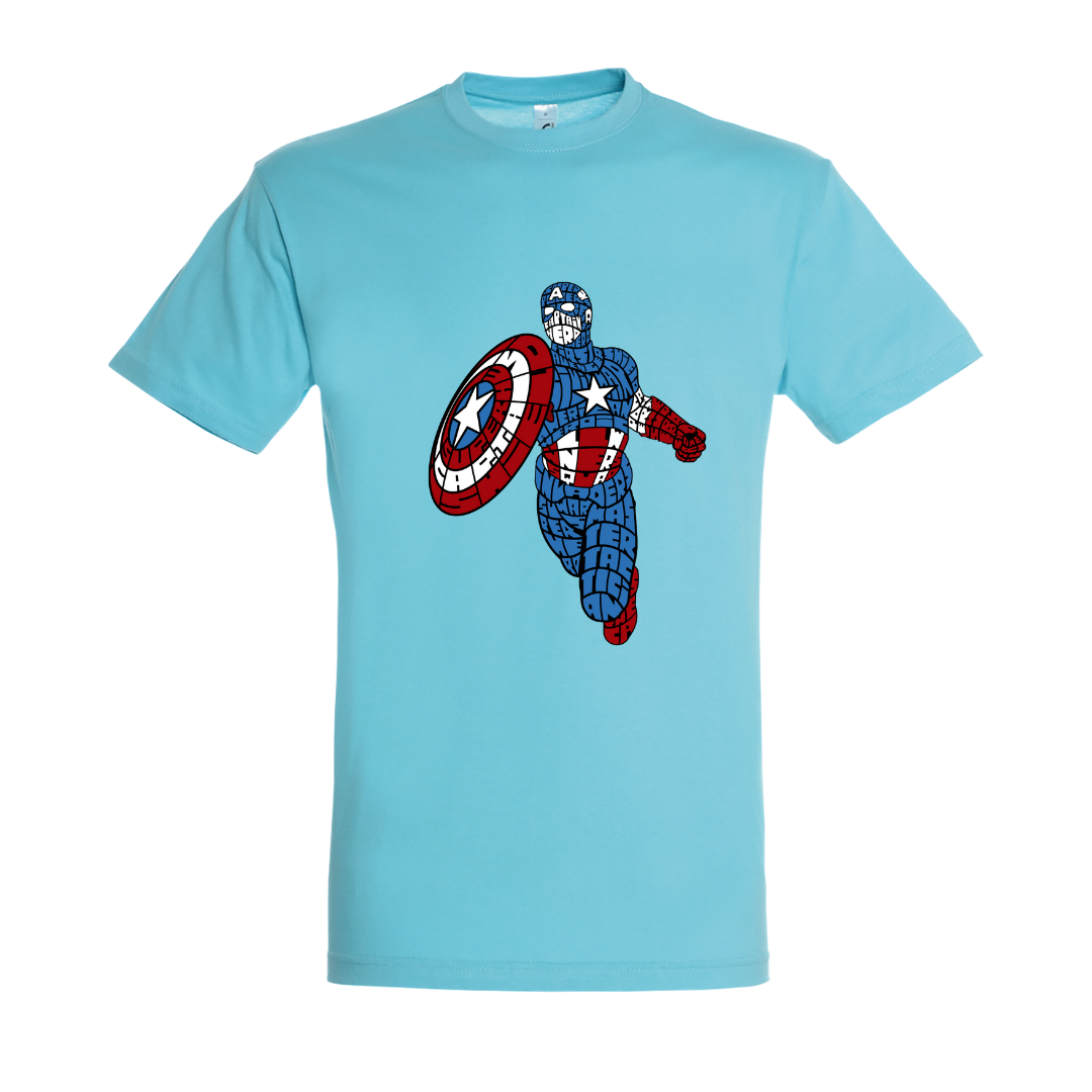 T-shirt με ψηφιδωτή σταμπα Typograhy Captain America