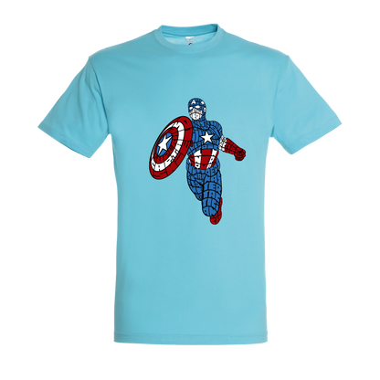 T-shirt με ψηφιδωτή σταμπα Typograhy Captain America